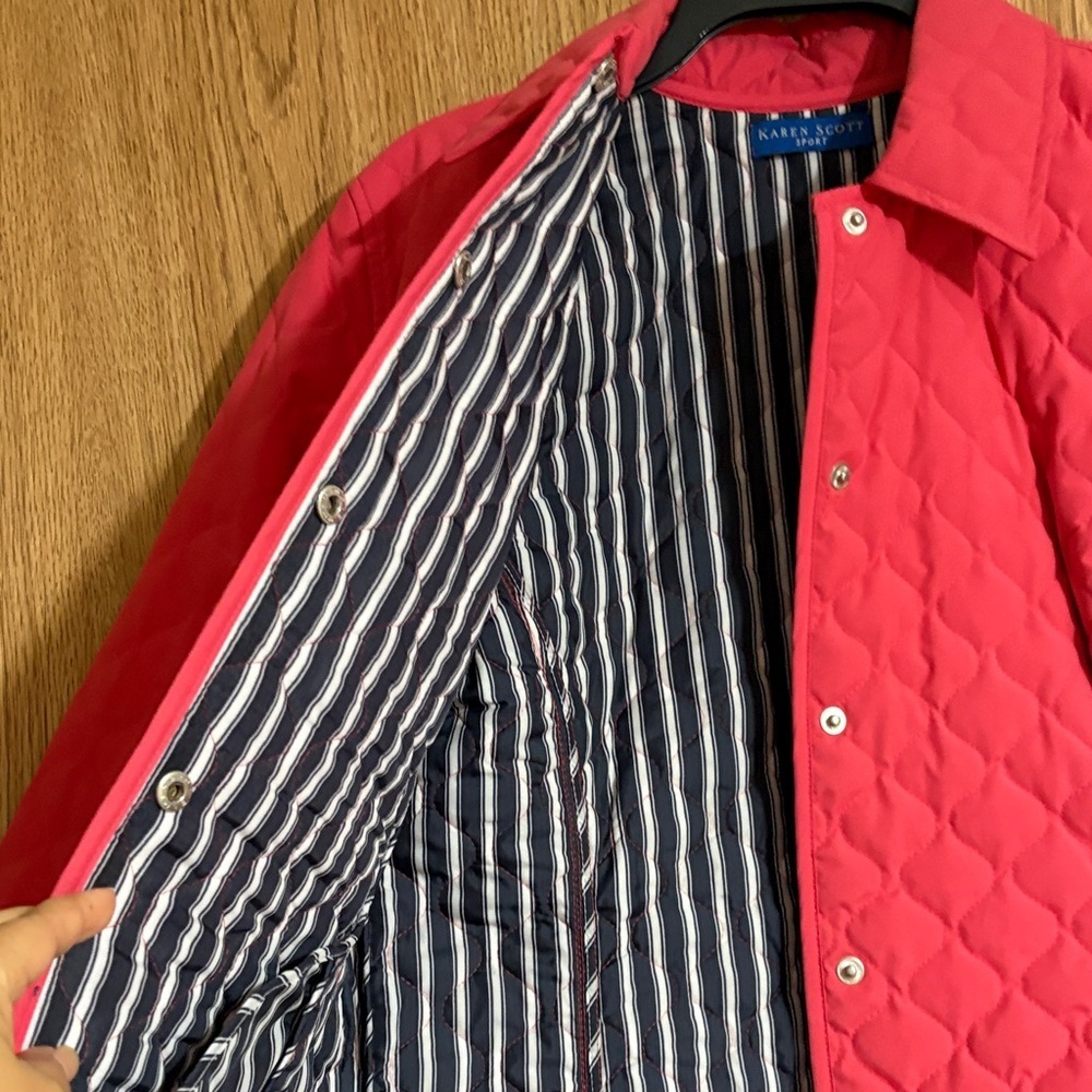 Karen Scott Coral Quilted Jacket - Picture 9 of 11
